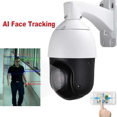 POE 2MP IP PTZ Camera 1080P Auto Tracking Human Face Detection 20X Zoom AI Tracker Starlight IR 80M Audio Voice Alarm ONVIF P2P