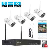 Smart home turn-key security wire free 4ch wireless nvr camera cctv wifi kits